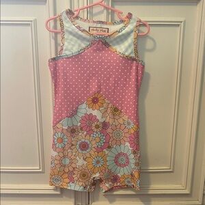 Pink and Floral Kids Sleeveless Gymnastics Leotard NWOT!